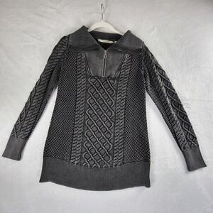 Soft Surroundings Womens y2k Cable Knit  XS Tunic Sweater Gray Whimisgoth Grunge